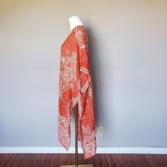 Breezy Lane Paisley Sheer Boho Open Front Kimono Swimsuit Coverup Duster Gypsy - Picture 5 of 10